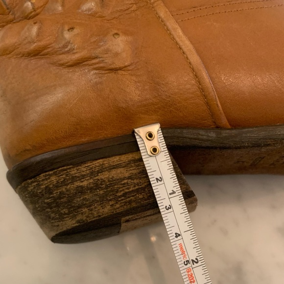 Zara leather tan western ankle boot with covered distressed studs size 40 - Picture 6 of 9